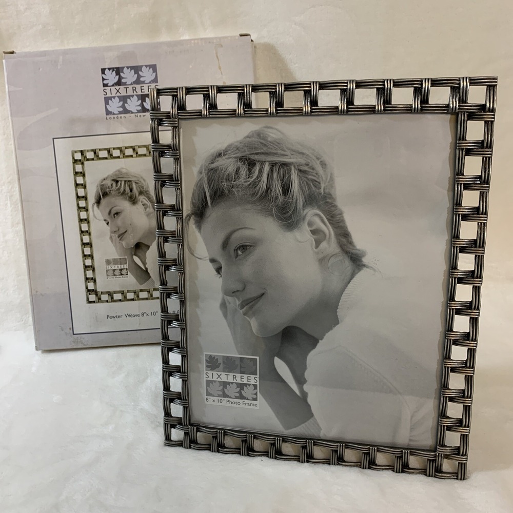 Sixtrees 8x10 Pewter Weave Large Metal Picture‎ Photo Frame New With Open Box